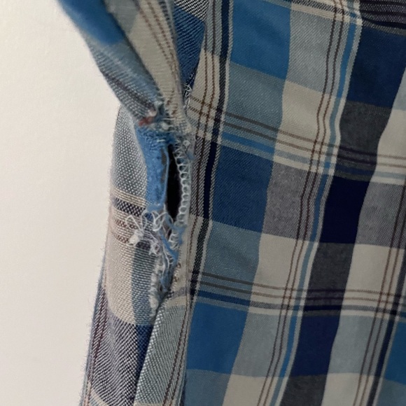 Dickies Button Up Vintage Work Shirt Plaid Blue and Brown Vintage Dickies - Picture 6 of 9